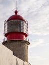 Detail of Cape Saint Vincent lighthouse in Sagres, Algarve, Portugal Royalty Free Stock Photo