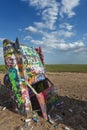 Detail of a car at the Cadillac Ranch, along the US Route 66, near the city of Amarillo, Texas Royalty Free Stock Photo