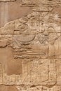 Detail of carved hieroglyphs on the Columns of the Karnak temple of Luxor, Egypt Royalty Free Stock Photo