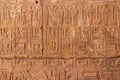 Detail of carved hieroglyphs on the Columns of the Karnak temple of Luxor, Egypt Royalty Free Stock Photo