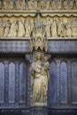 Detail carved on one of the external walls of Westminster Abbey founded by Benedictine monks in