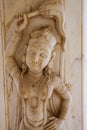 Detail of the carved pillar at Royal cenotaphs in Jaipur, Rajasthan, India