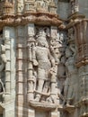 Detail of carvings on the Jain Tower, Chittaurgarh, Rajasthan Royalty Free Stock Photo