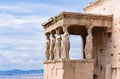 Detail of Caryatid Porch on the Acropolis in Athens, Greece. Ancient Erechtheion or Erechtheum temple. World famous Royalty Free Stock Photo