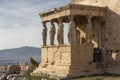 Detail of caryatids statues on the Parthenon on Acropolis Hill, Athens, Greece. Figures of the Caryatid Porch of the Erechtheion Royalty Free Stock Photo