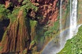 Detail of Cascade D Ouzoud waterfall with rainbow. UNESCO. Morocco.