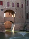 Detail of Castello Estense castle in Ferrara