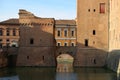 Detail of Castello Estense castle in Ferrara