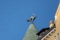 Detail of cat sculpture at Cat House - Art Nouveau architecture building in Riga - Riga, Latvia Royalty Free Stock Photo