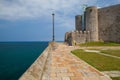 Detail of cathedral and castle and lighthouse, Castro Urdiales,