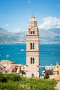 Bell tower of the Cathedral `Holy Mary assumed into heaven`, Gaeta. Italy Royalty Free Stock Photo