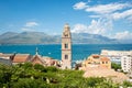 Panoramic landscape of the city of Gaeta with the Cathedral `Holy Mary assumed into heaven`, Gaeta. Italy Royalty Free Stock Photo