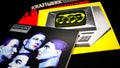 Detail of CD and artwork of Remastered albums of the German music group KRAFTWERK. considered among the pioneers of electronic mu