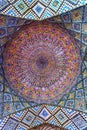 Detail of the ceiling in Nasir Ol-Molk mosque, also famous as Pink Mosque. Shiraz. Iran Royalty Free Stock Photo