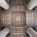 Detail of the ceiling under the external colonnade of the Pantheon, Paris. Royalty Free Stock Photo