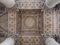 Detail of the ceiling under the external colonnade of the Pantheon, Paris. Royalty Free Stock Photo