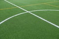 Detail of the center of an artificial grass soccer field Royalty Free Stock Photo