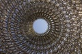 Detail on the center of the intricate structure of the British Pavilion at the Milan EXPO 2015