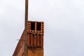 Detail of ceramic blocks wall under construction Royalty Free Stock Photo