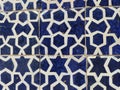 Ceramic blue wall with geometric forms to Khiva in Uzbekistan.