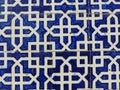 Ceramic blue wall with geometric forms to Khiva in Uzbekistan.