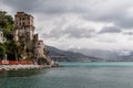 Detail of Cetara with in the background the port of Salerno, Campania, Italy