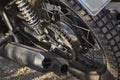 Detail of the chained transmission of a vintage motorcycle. Royalty Free Stock Photo