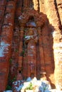 Detail of a Cham temple at My Son, Vietnam. My Son Champa temple and UNESCO world heritage site outside of Hoi An in Vietnam, Sout