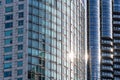 detail of chic glass facades of modern new skyscrapers Royalty Free Stock Photo