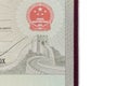 Detail of Chinese Visa on white