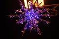 Detail Christmas snowflake decoration with street lamp lights. Royalty Free Stock Photo