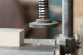Detail of the chuck in the carpentry workshop - shallow depth of Royalty Free Stock Photo