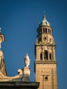 Detail of a church bell tower in the Italian city of Parma Royalty Free Stock Photo