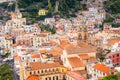 Detail cityscape view of picteresque colorful houses in Amalfi