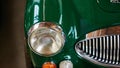 Detail of classic car. Close-up of headlight of the museum of vintage cars Royalty Free Stock Photo