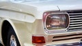 Detail of classic car. Close-up of headlight of the museum of vintage cars Royalty Free Stock Photo