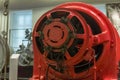 Detail of a classic 1934 industrial hydroelectric generator turbine