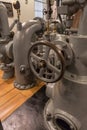 Detail of a classic 1934 industrial hydroelectric generator turbine