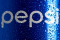 Detail of classic Pepsi can on black background. Studio shot in Bucharest, Romania, 2021 Royalty Free Stock Photo