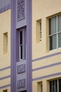 Detail of a classical art deco facade on Ocean drive in Miami Be