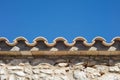 Detail of clay roof tiles from a mediterranean country house on Royalty Free Stock Photo