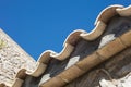 Detail of clay roof tiles from a mediterranean country house on Royalty Free Stock Photo