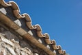 Detail of clay roof tiles from a mediterranean country house on Royalty Free Stock Photo