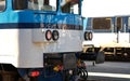 Detail of a Clean Machine at a European Train Station, a Modernized Train with LED Lights Royalty Free Stock Photo