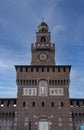 Detail of the clock tower of the Sforza Castle XV century Castello Sforzesco . It is one of the main symbols of the city of