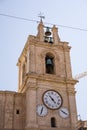 Detail of the clock tower on Valletta Cathedral, Malta