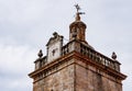 Detail of the clock on the towers of the Se or cathedral church in Viseu in Portugal