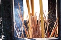 Detail and close up Burning Incense sticks Royalty Free Stock Photo