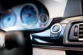 detail close-up of car start and stop button. Modern car Royalty Free Stock Photo