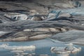 Detail or a close up of a glacier in iceland at Hoffell. Huge glacier on a s unny day, Visible chunks of ice and water